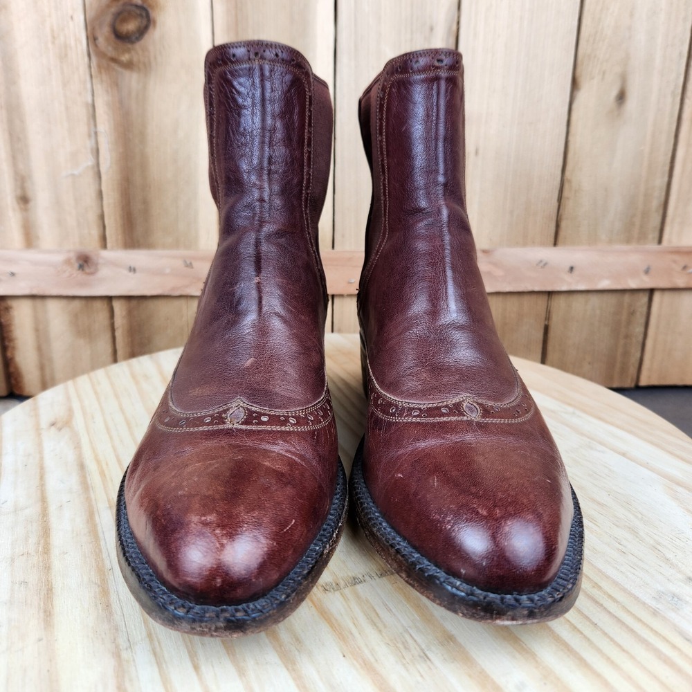 J B Hill Texas Paddock Spectator‎ Boots Womens 8 Mens 6 Custom Leather Western - Picture 2 of 13